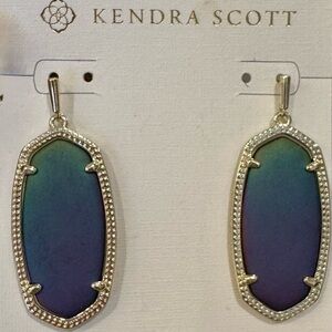Kendra Scott Iridescent Purple and Green Elle Earrings